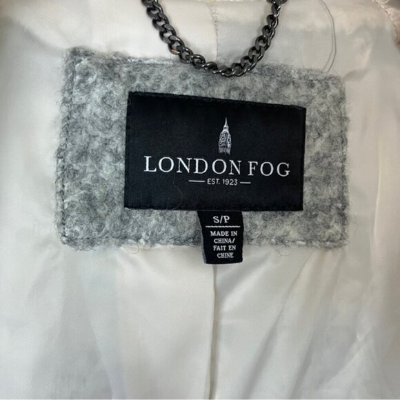 London Fog hooded sherpa wool blend long button front faux fur coat Sz S - Picture 8 of 11